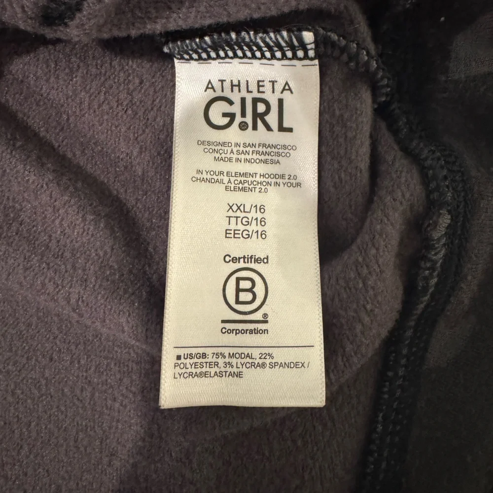 ATHLETA GIRL In Your Element Hoodie 2.0 XXL 16 Black Camo